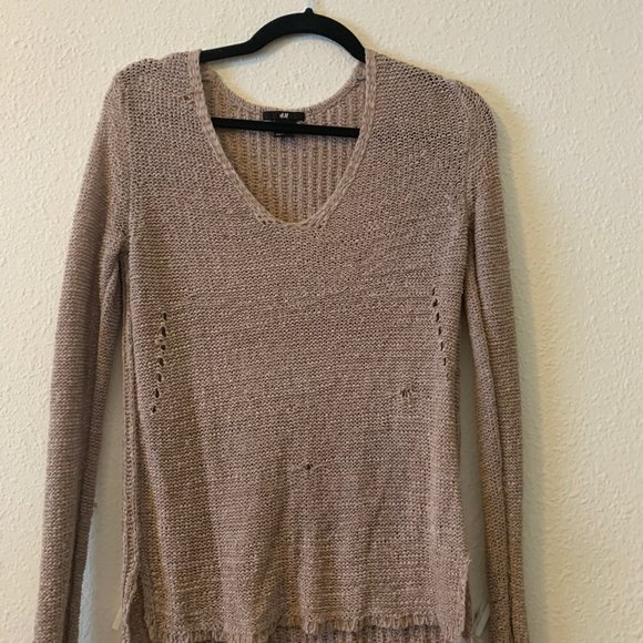 Long Sleeve Tan Knitted Sweater - Picture 1 of 3